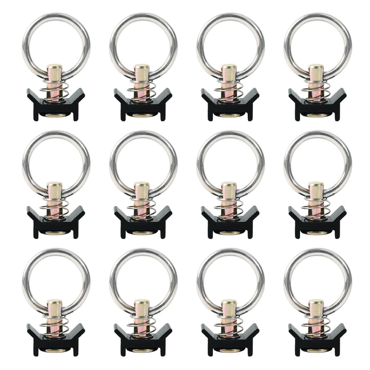 lukar front view of 12-pack L-track fittings shows compact, ready-to-install anchors