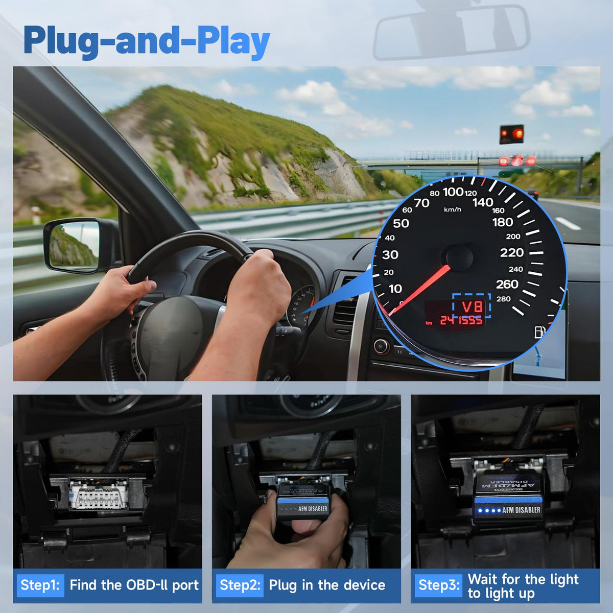 LUKYUCHA device beside Silverado on road illustrating improved driving experience
