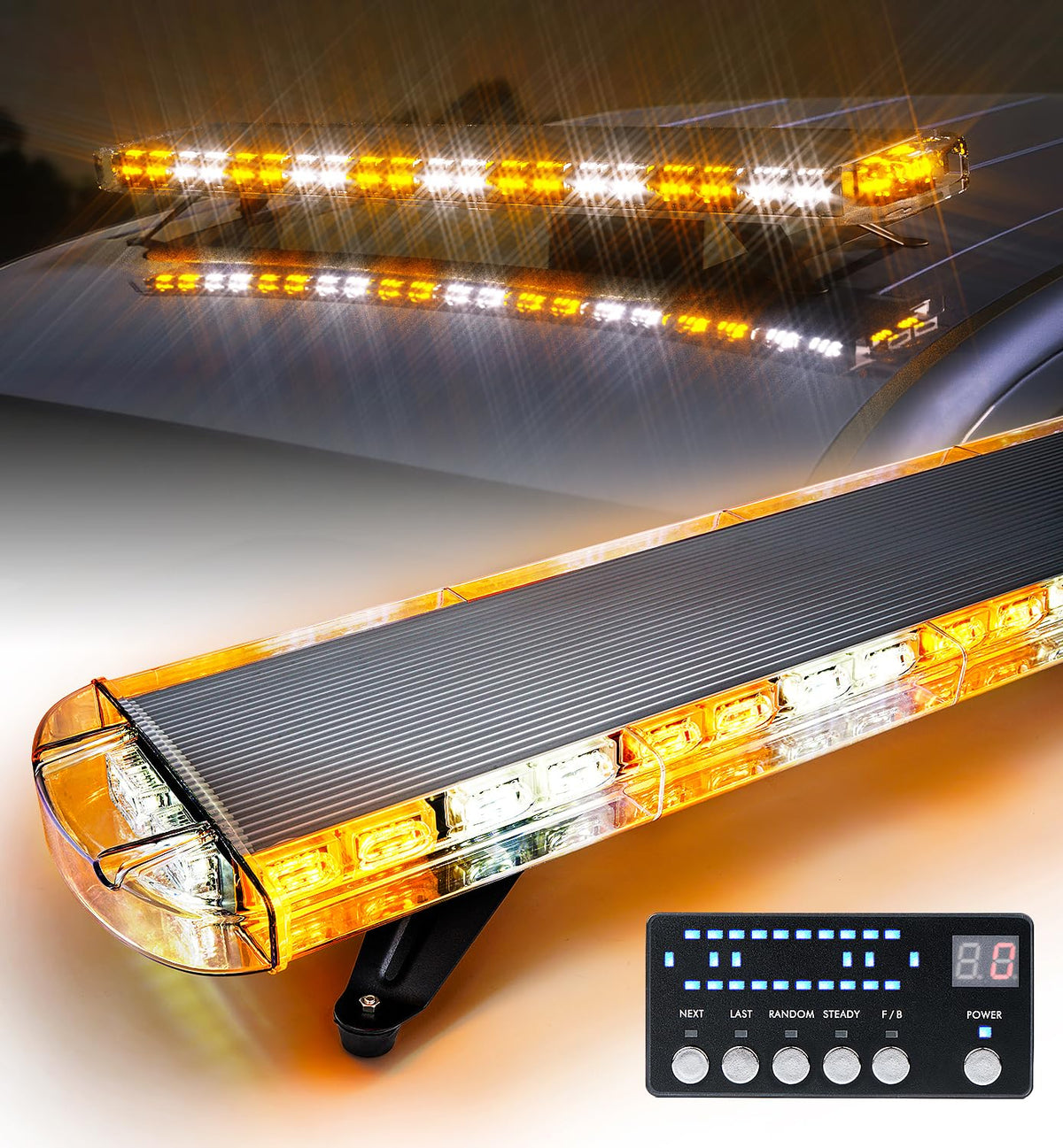 LUMENIX front profile of 48 inch light bar showing full length and bright display