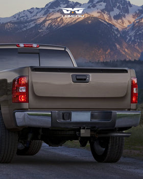 LUMENIX hitch cover installed on truck receiver illustrating protected appearance