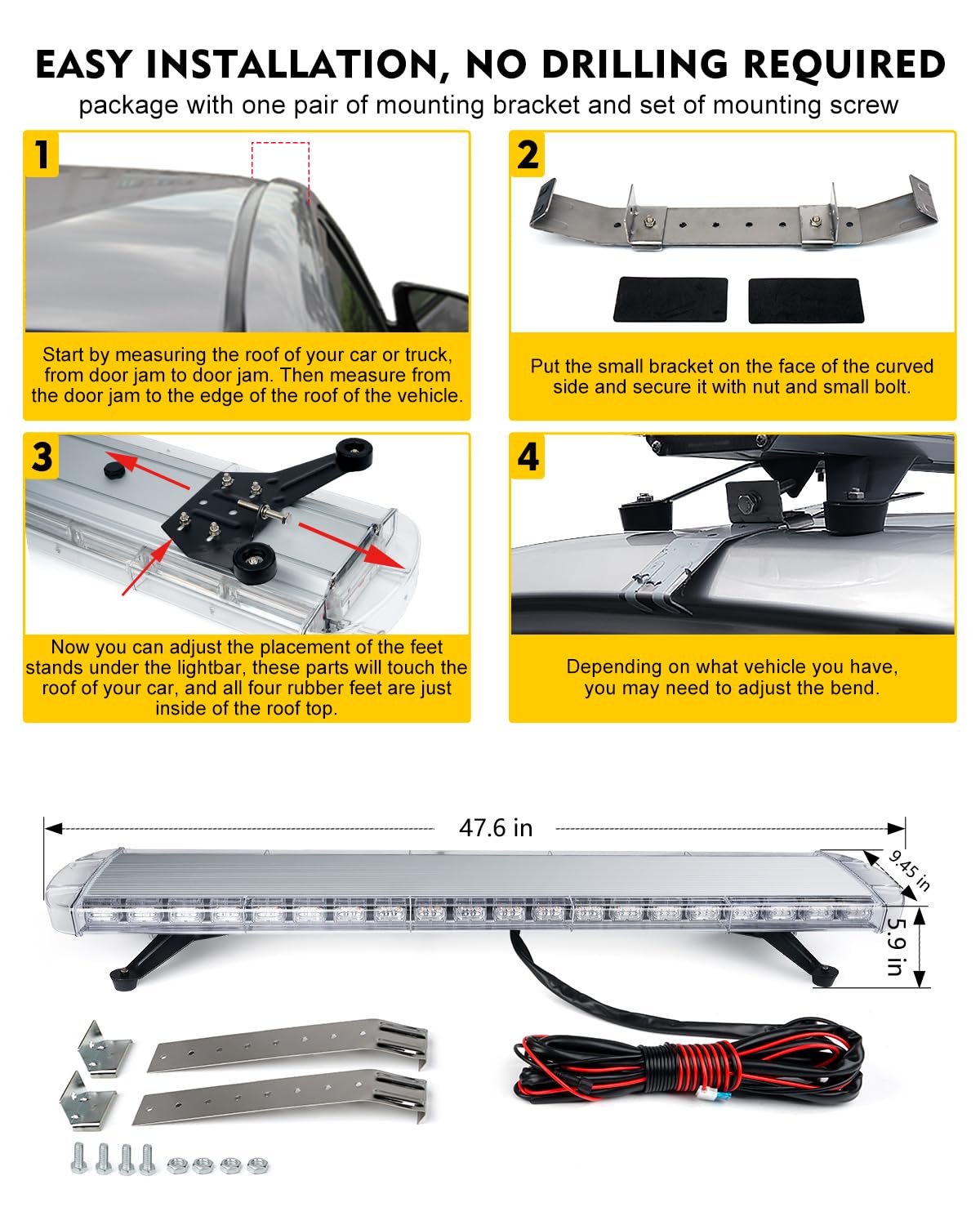 LUMENIX light bar next to ruler showing 48 inch scale for correct sizing