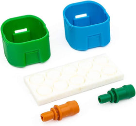 Lumintrail color-coded adapters and caps displayed for quick foam-type selection