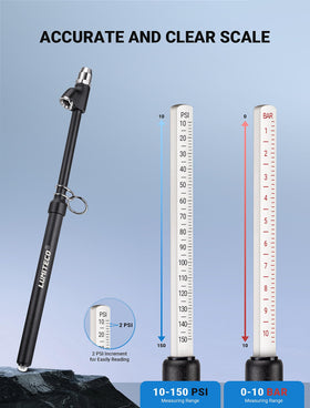 LUMITECO detailed dual-sided ABS scale showing clear PSI and Bar readings