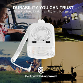 Lumitronics fan grill close-up, whisper-quiet airflow benefit