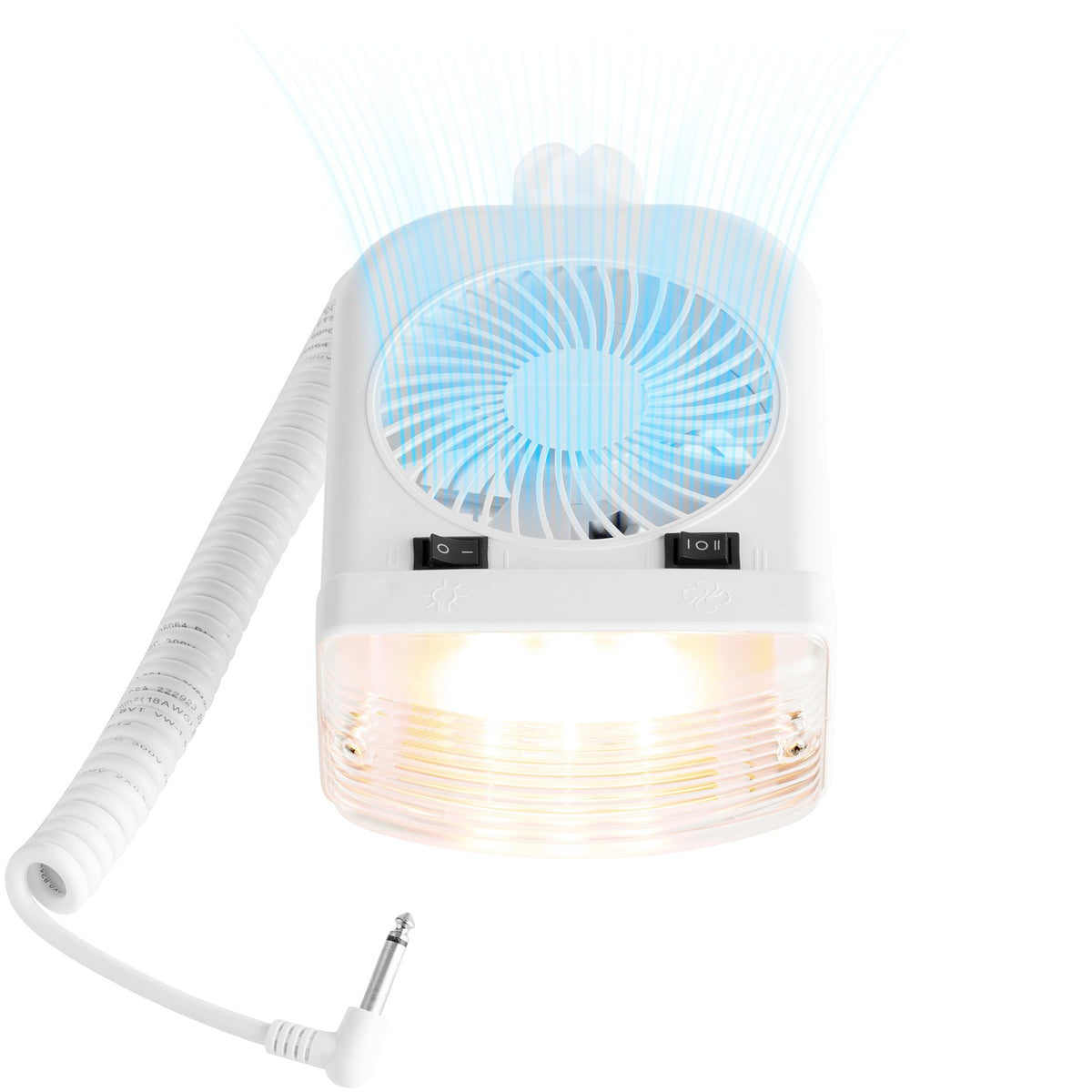 Lumitronics front view showing light and fan, bright lighting benefit