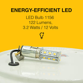 Lumitronics mounted on RV entry providing safe, bright porch lighting