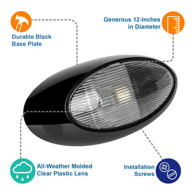 Lumitronics close-up of clear molded lens highlighting full brightness transmission