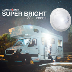 Lumitronics side profile showing 2-inch depth and slim RV-friendly design