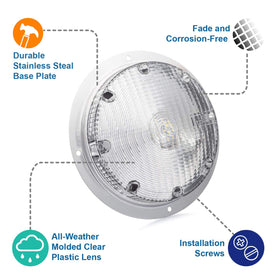 Lumitronics stainless steel base detail showing corrosion resistance benefit