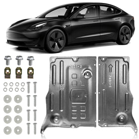 Lumlazni front view installed under Tesla showing full front protection benefit