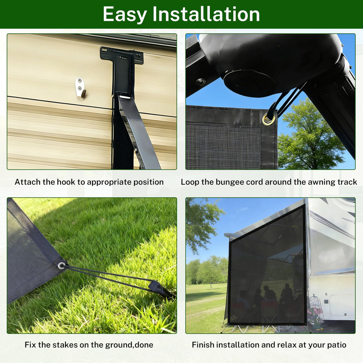 LUMONTIS side shade beside RV door for scale and fit-compatibility benefit