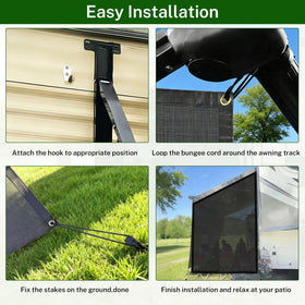 LUMONTIS side shade beside RV door for scale and fit-compatibility benefit