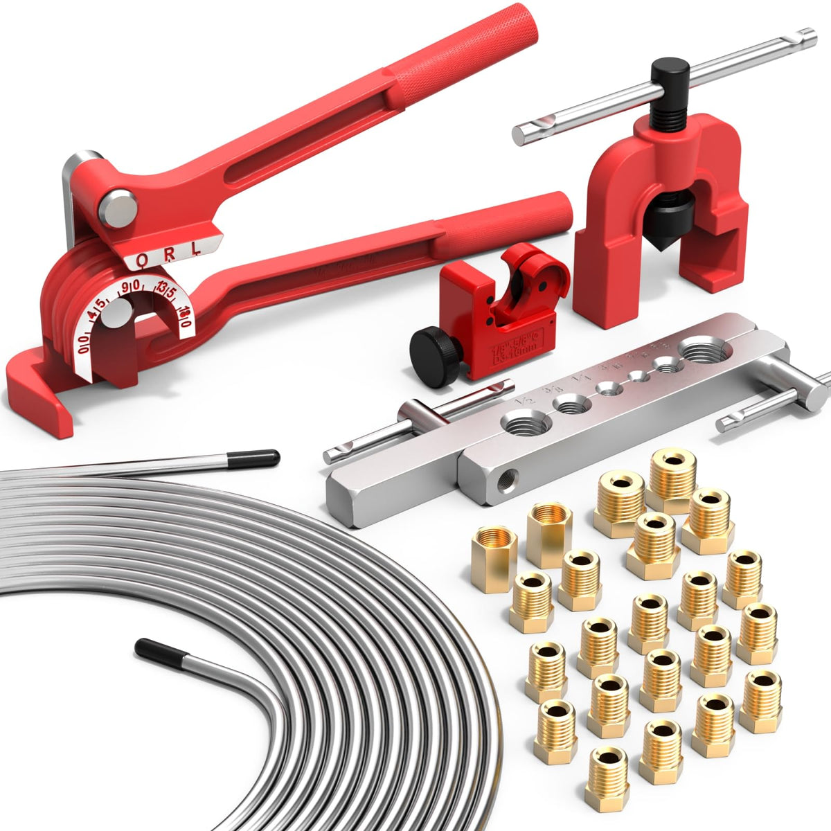 Luney kit front packaging showing complete brake line set and tools for fast repairs