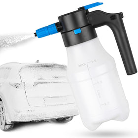 Luney front view of 1.5L foam sprayer showing controls and handle for easy cleaning