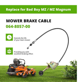 Luojiedejinbiao brake cable installed on Bad Boy mower demonstrating restored braking control