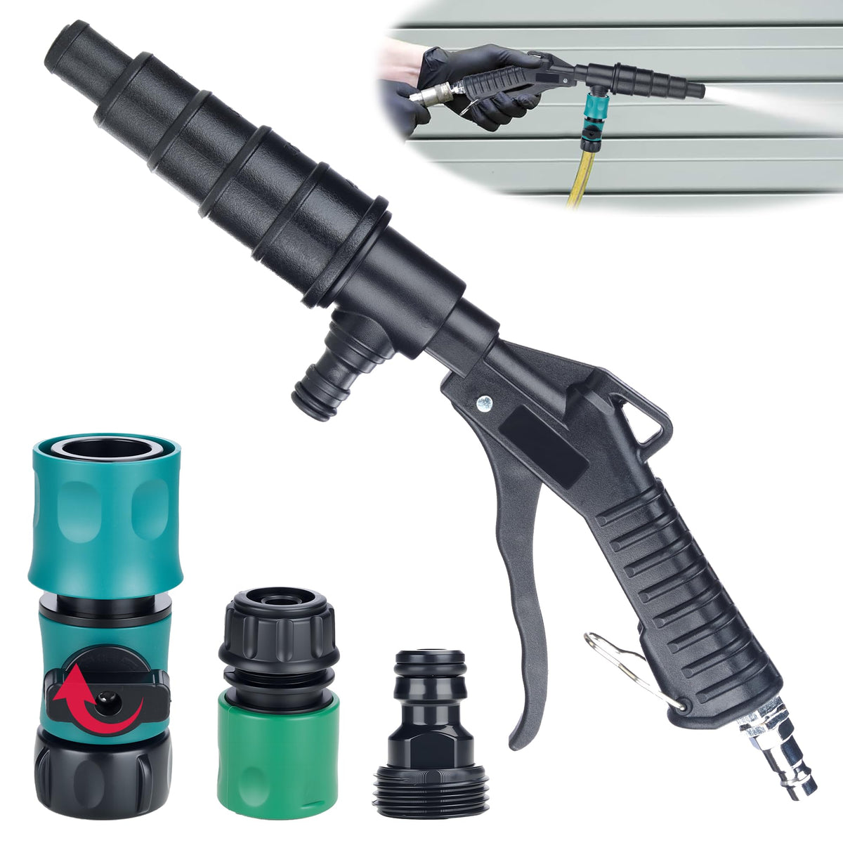LURKA flush gun front view showing kit and durable build benefits