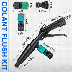 LURKA flush gun in use backflushing heater core for effective cleaning