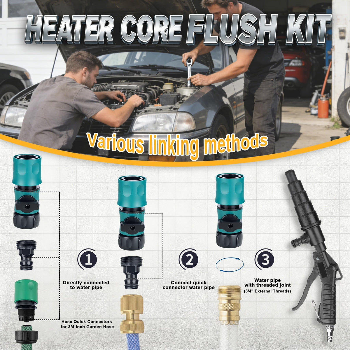 LURKA array of nozzles and adapters laid out for quick compatibility
