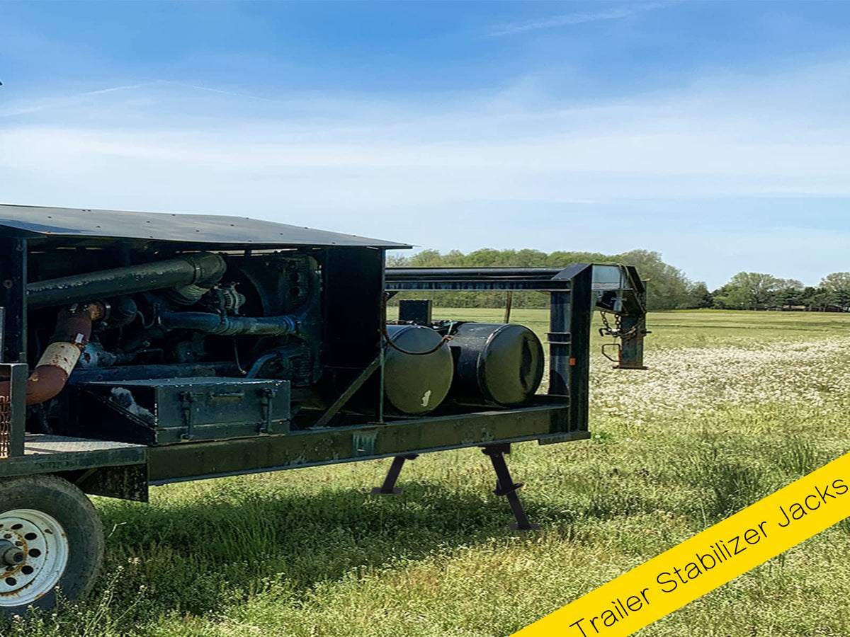 LUSHIH jack folded against trailer frame showing compact storage and travel clearance