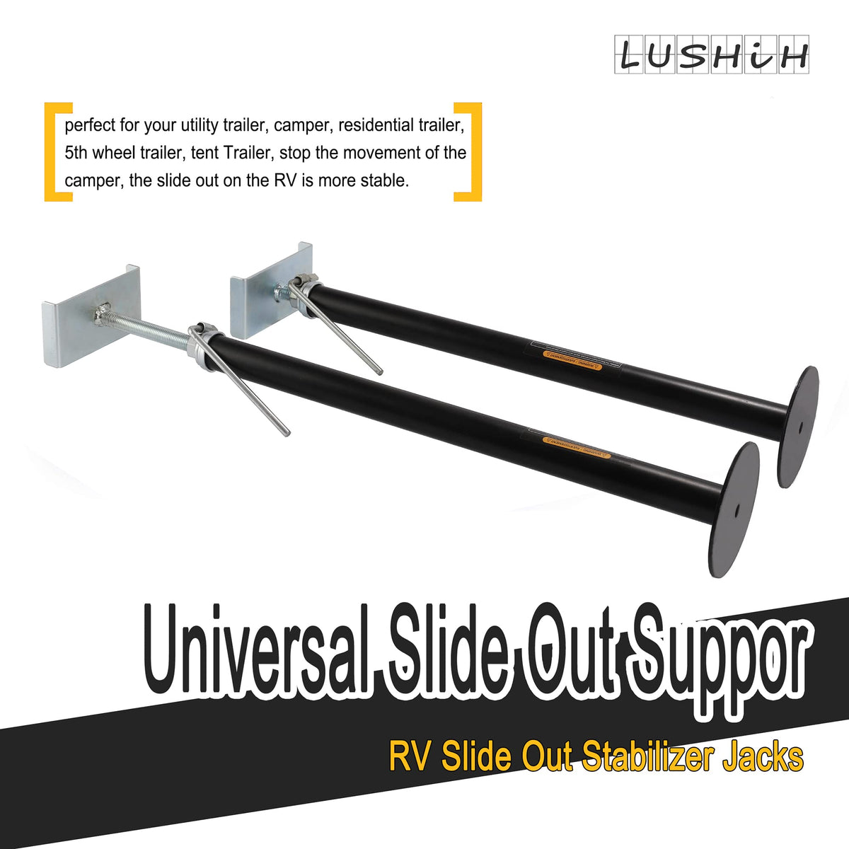 LUSHIH jacks in campsite setting reducing trailer movement and improving comfort