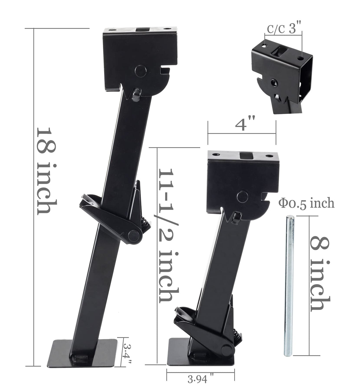 LUSHIH jack installed on trailer frame demonstrating secure mounting and improved stability