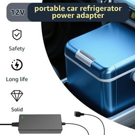 Lusperi adapter powering a portable fridge in a car for stable AC operation