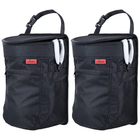 Lusso Gear front view of two trash cans showing compact storage benefit