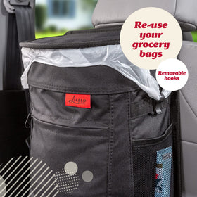 Lusso Gear placed in truck cab keeping garbage contained during drives