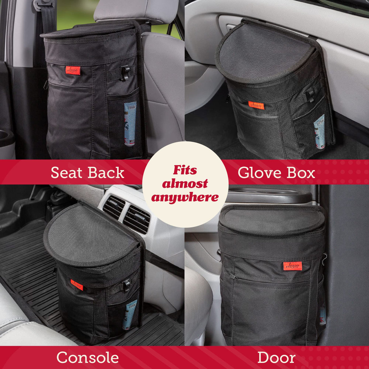 Lusso Gear mesh pockets holding snacks and small items for organization