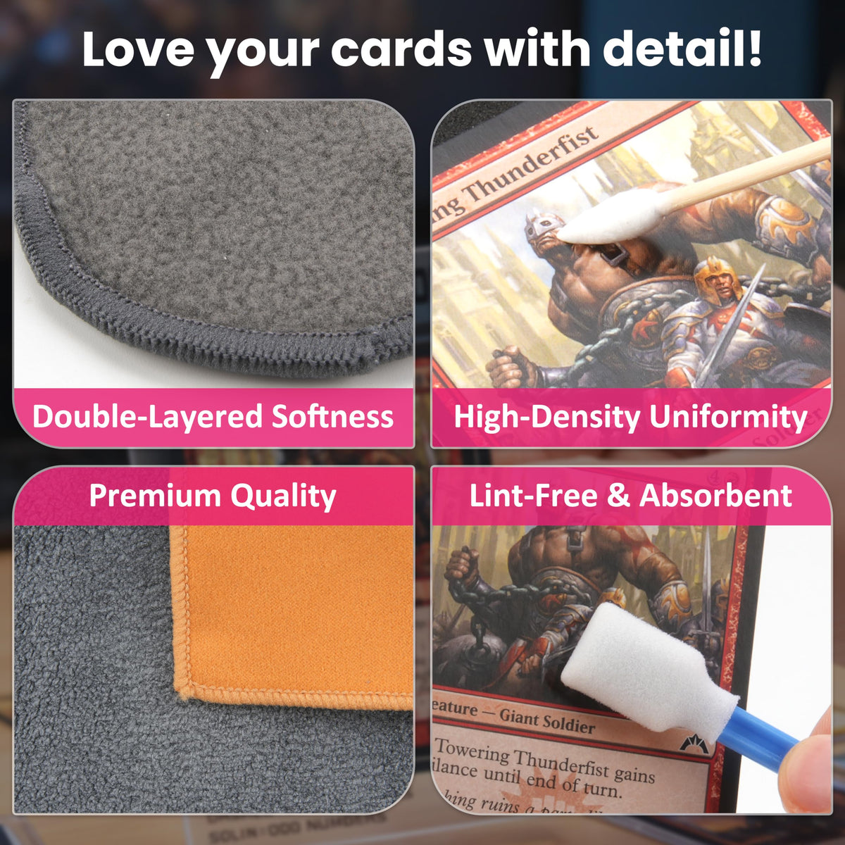 LUVCOSY spring clips and soft black pads securing a card during flattening to protect edges