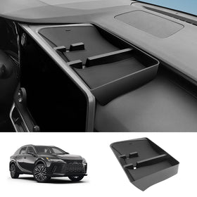 LUWU front view of console organizer showing tidy compartments and quick access benefit
