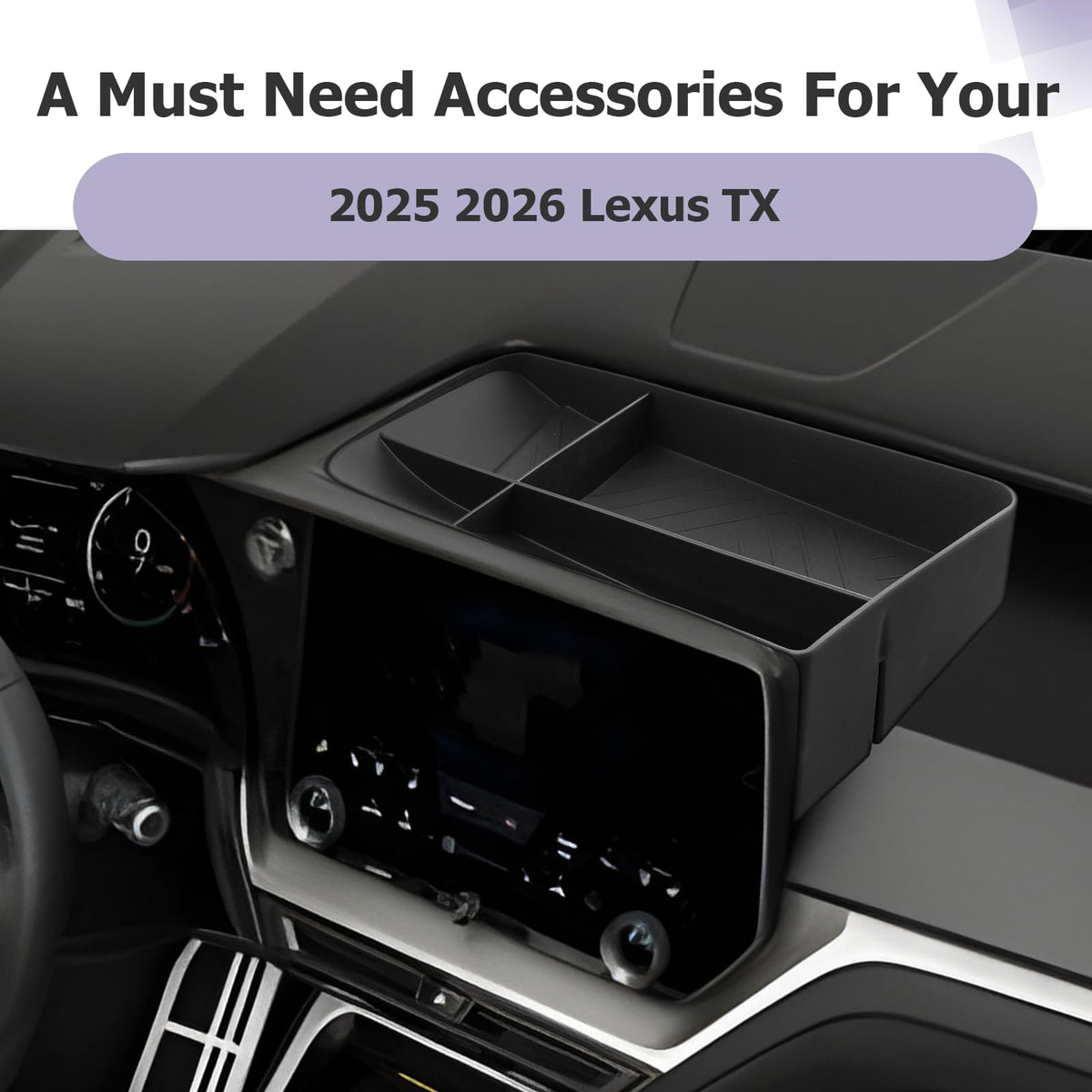 LUWU dashboard lifestyle shot showing tidy center console and quick reachability