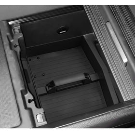 LUWU front view of console organizer showing tidy compartments and quick access