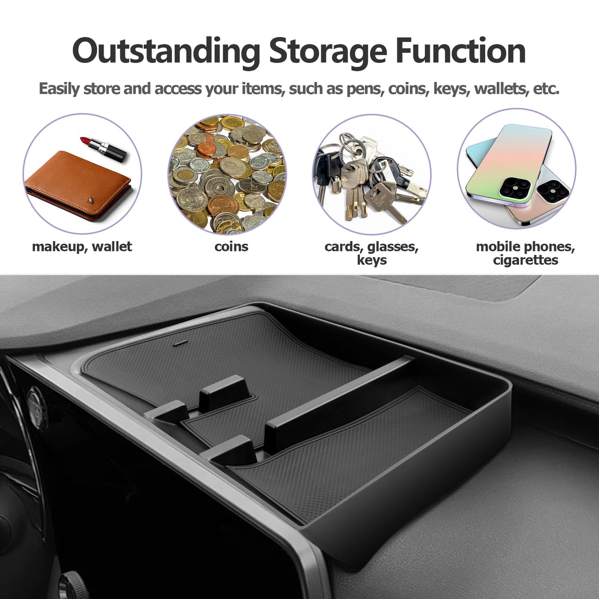 LUWU tray holding phone keys coins showing convenient organization benefit