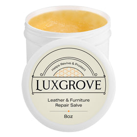 LUXGROVE front jar 8oz showing label and product benefit