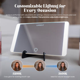 LUXIQUE detachable stand on vanity, portable benefit for at-home use