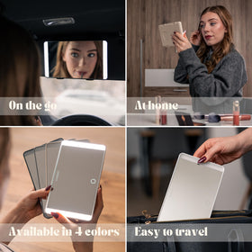 LUXIQUE mounted on car sun visor, hands-free grooming benefit while commuting