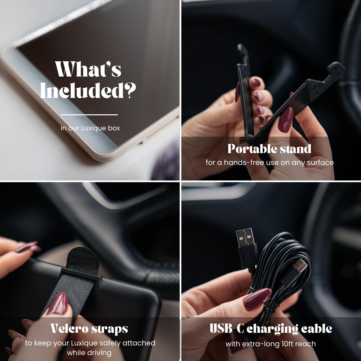 LUXIQUE beside a hand to show compact size and easy storage benefit