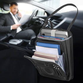 LUXJA organizer beside 15.6-inch laptop demonstrating compact capacity