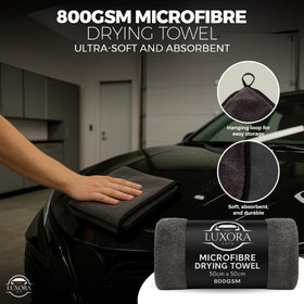 LUXORA AUTO 300GSM waffle towel texture detail for streak-free drying