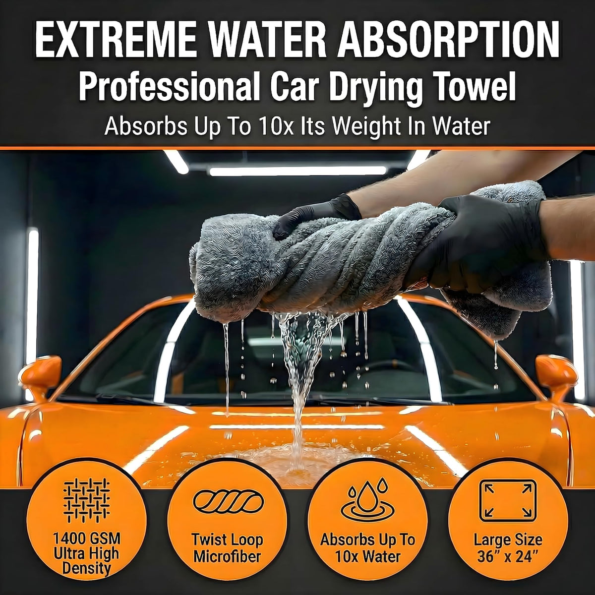 LUXORA AUTO towel drying car roof in use to reduce streaks and save time
