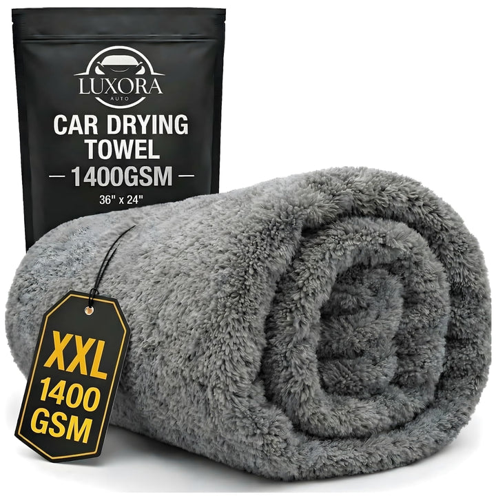 LUXORA AUTO front folded towel showing plush surface and fast water pickup