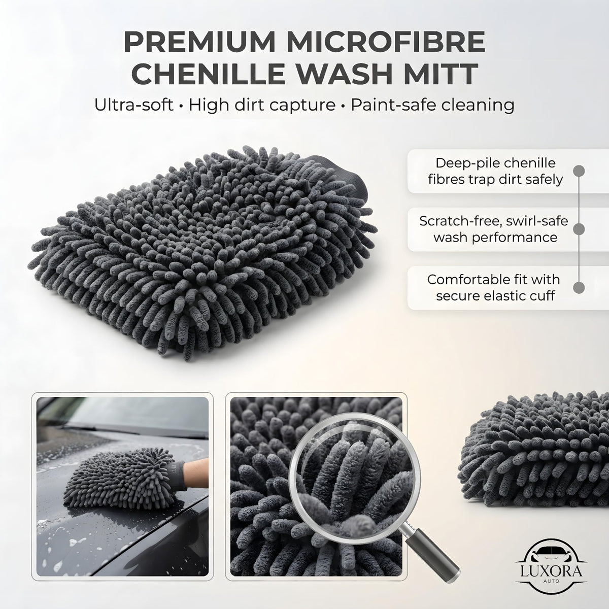 LUXORA AUTO wheel brush cleaning spokes to remove brake dust safely