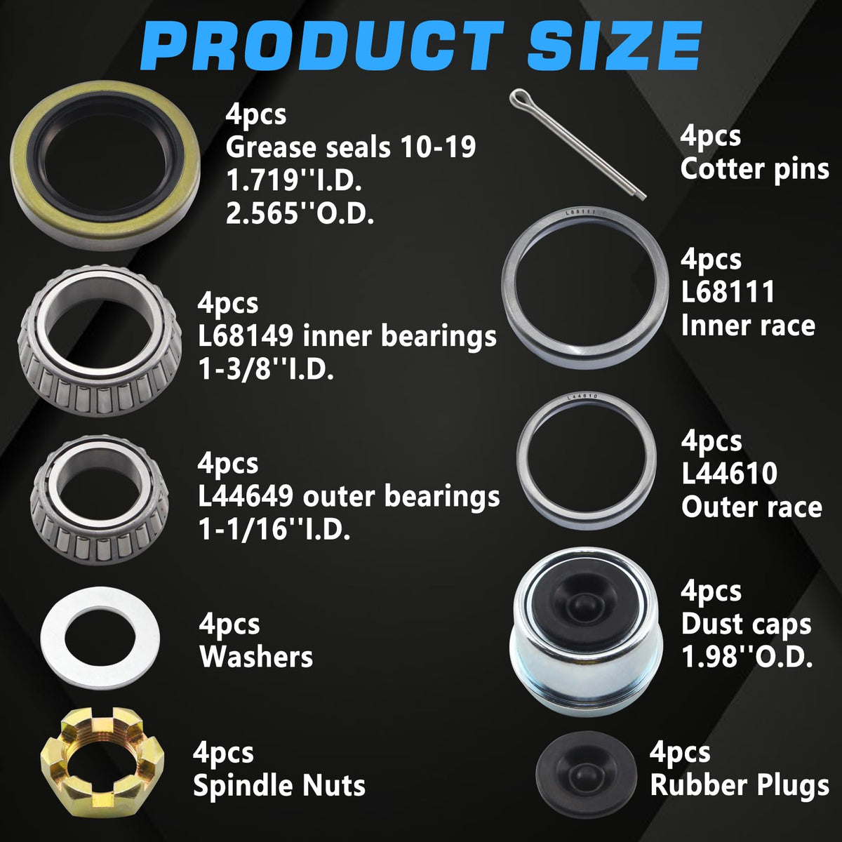LUXTRKSTO close-up chrome bearings highlighting durability benefit