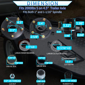 LUXTRKSTO EZ-Lube grease caps and rubber plugs displayed for easy maintenance benefit