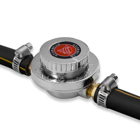 LVOUP side port detail showing inlet outlet fittings for secure hose connections