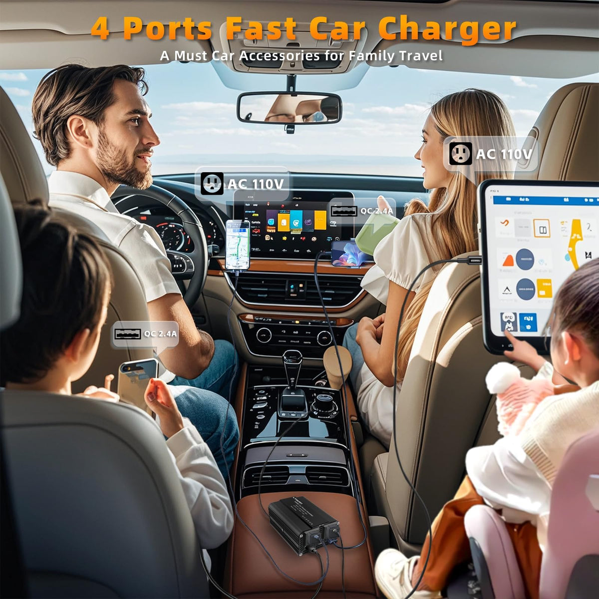LVYUAN plugged into car cigarette lighter powering devices during travel