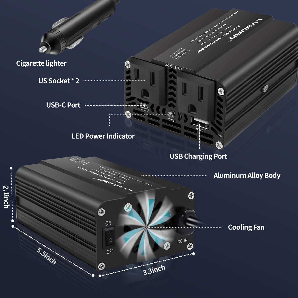 LVYUAN box and contents displayed to show included equipment and warranty