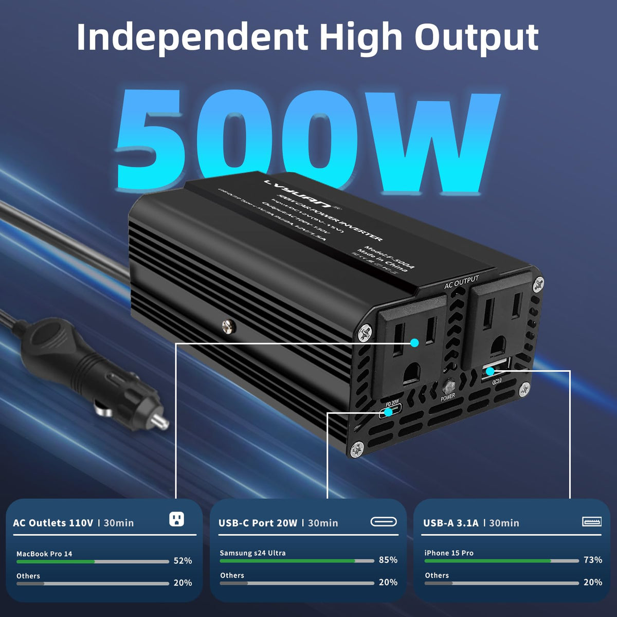 LVYUAN side profile highlighting aluminum housing for improved durability