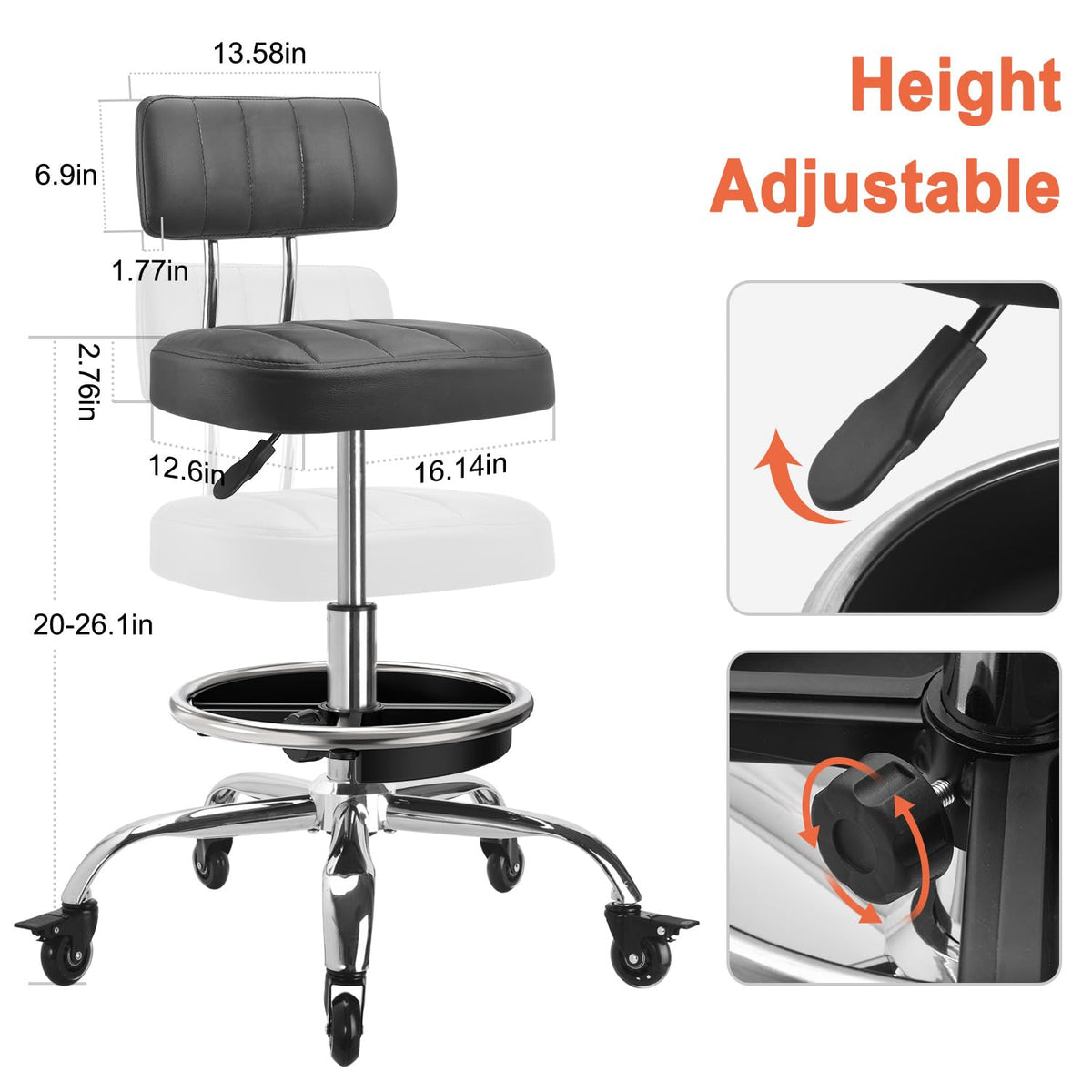 LWADALN padded backrest with U-shaped metal frame offering stable lumbar support for users